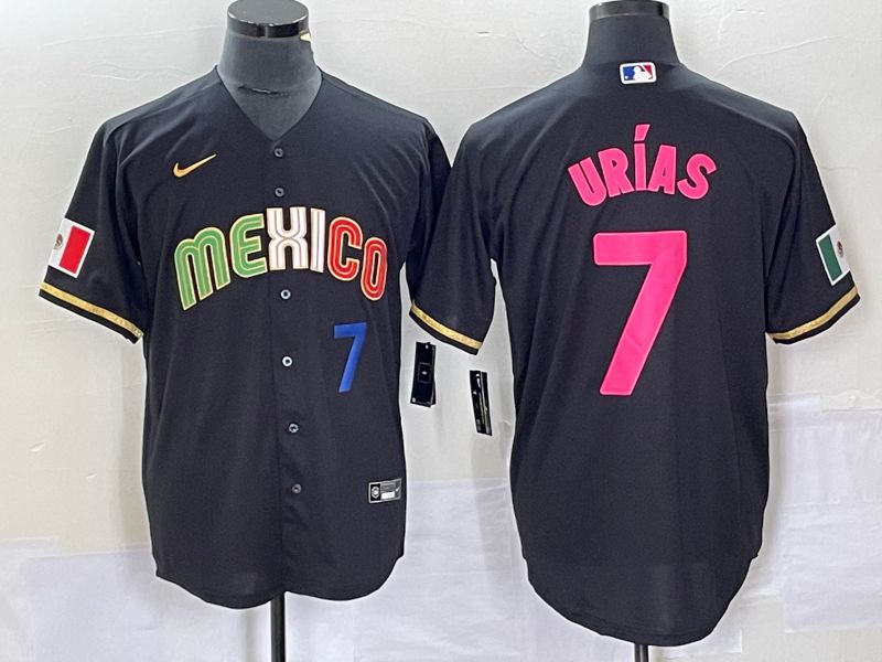 Men 2023 World Cub Mexico 7 Urias Black pink Nike MLB Jersey2